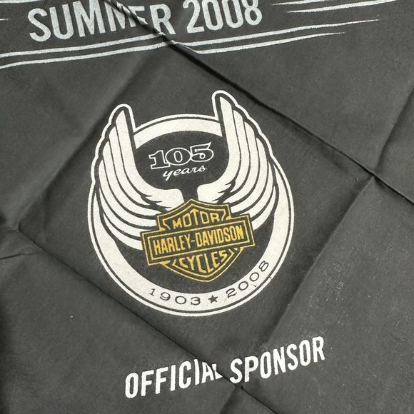 Harley Davidson Miller Lite Sponsor Bandana 105 Years Summer 2008 Black NWOT - Picture 6 of 7